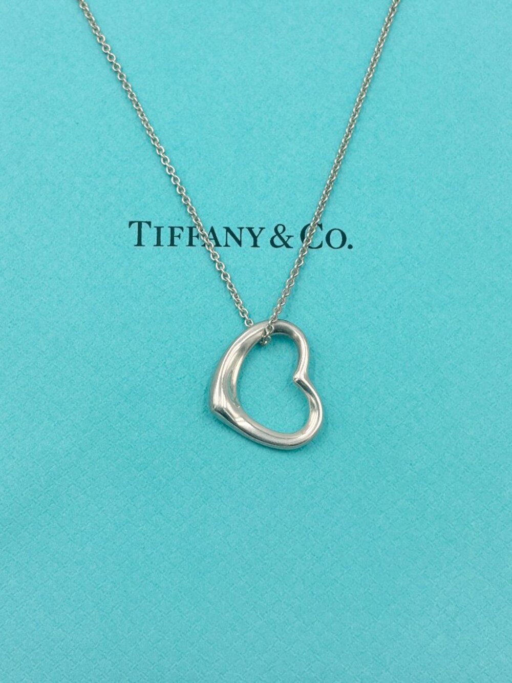 Authentic Tiffany & Co 925 Silver Large (22mm) Open Heart Necklace